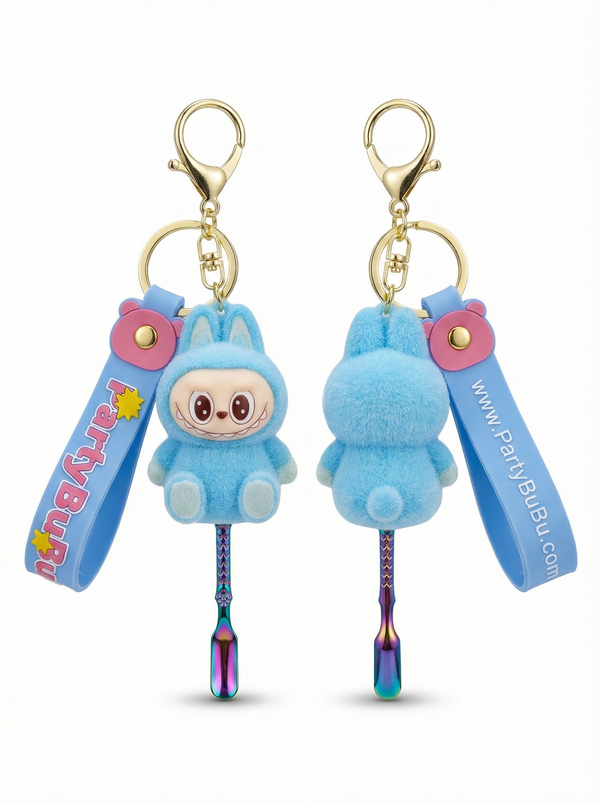 Light Blue Bubu Keychain Spoon Sitting Down